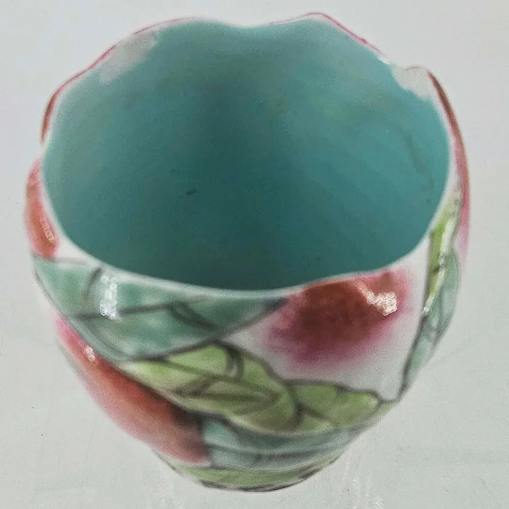 Vintage Chinese Famille Rose Longevity Peach Porcelain Cup Vase planter Pot